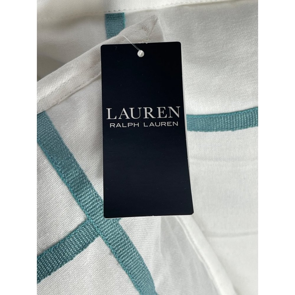New Ralph Lauren Home Throw Pillows White with Turquoise Stripes Never Used - Picture 4 of 13